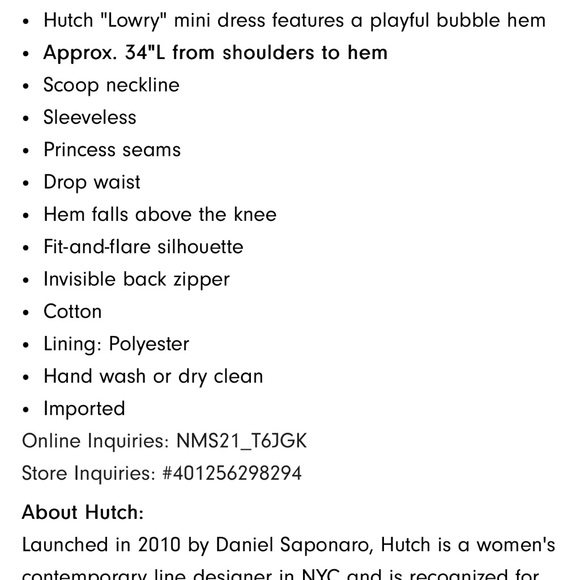 Hutch Lowry Drop-Waist Bubble Hem Mini Dress NWT - Picture 5 of 5
